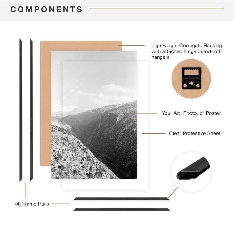 MCS Original Poster Frame 22.375x34 Black Lightweight Vertical & Horizontal Wall Hanging Large Picture Frame for Posters, Art Prints & Gallery Wall (2-Pack) - Image 5